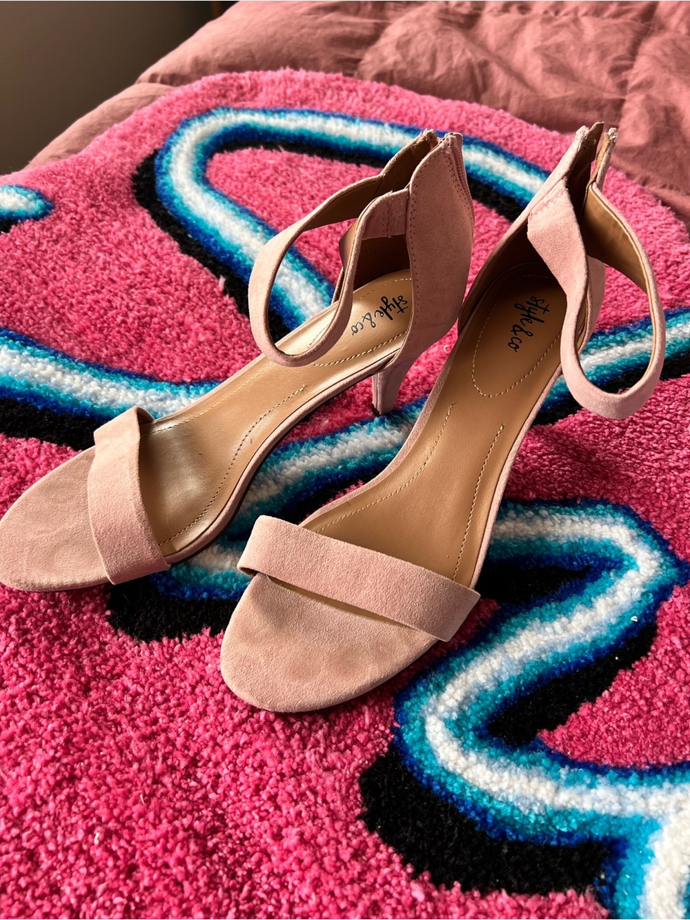 Style & Co. Blush Pink Suede Ankle-Strap Heels